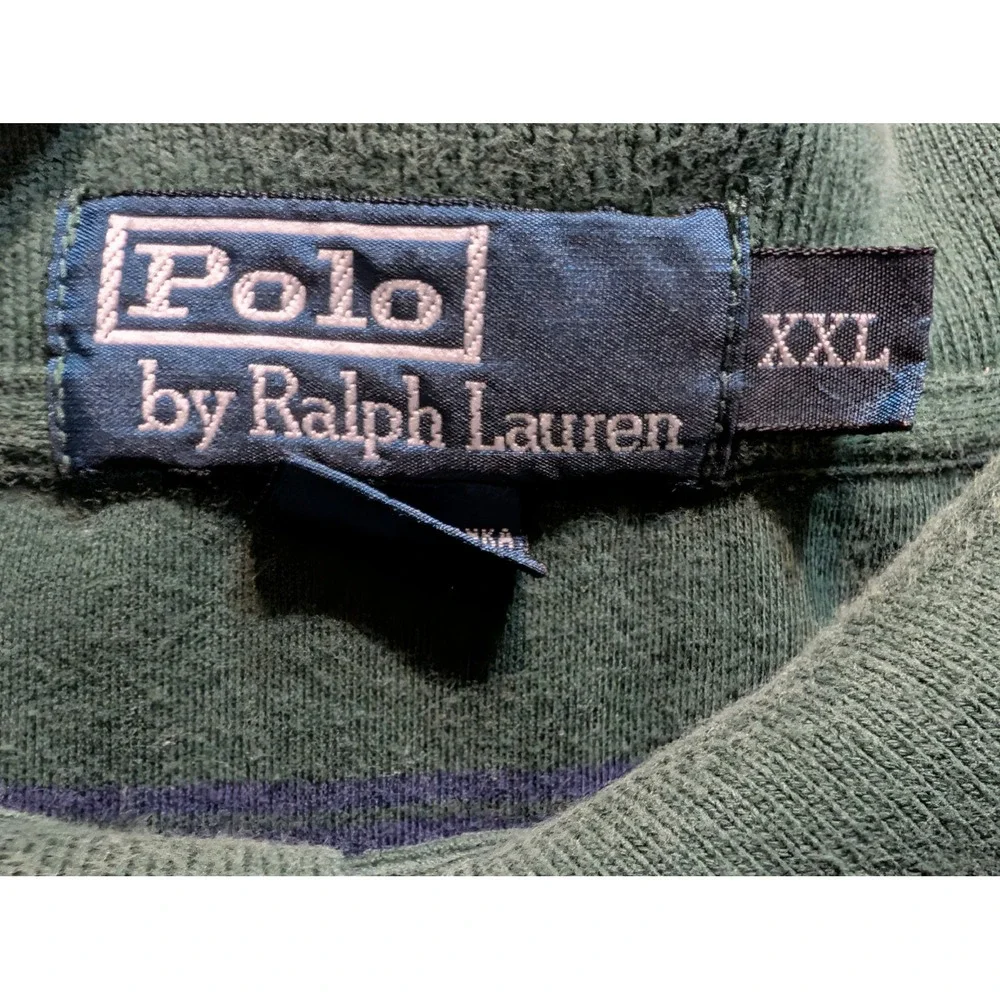 Polo Ralph Lauren Mens XXL Green Navy Blue Striped Short Sleeve Polo Shirt Pony